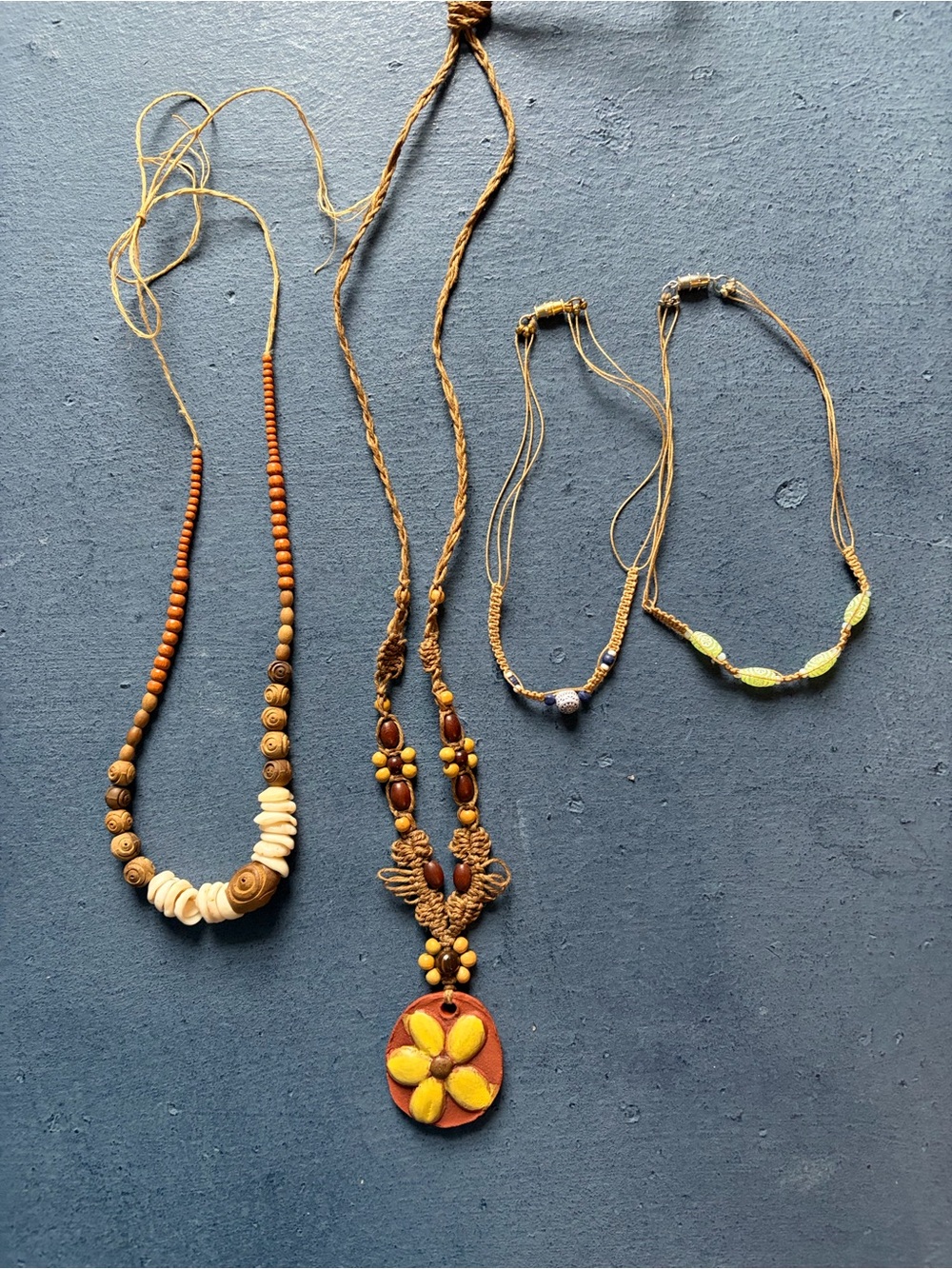 Rustic string Necklaces, Set of 4